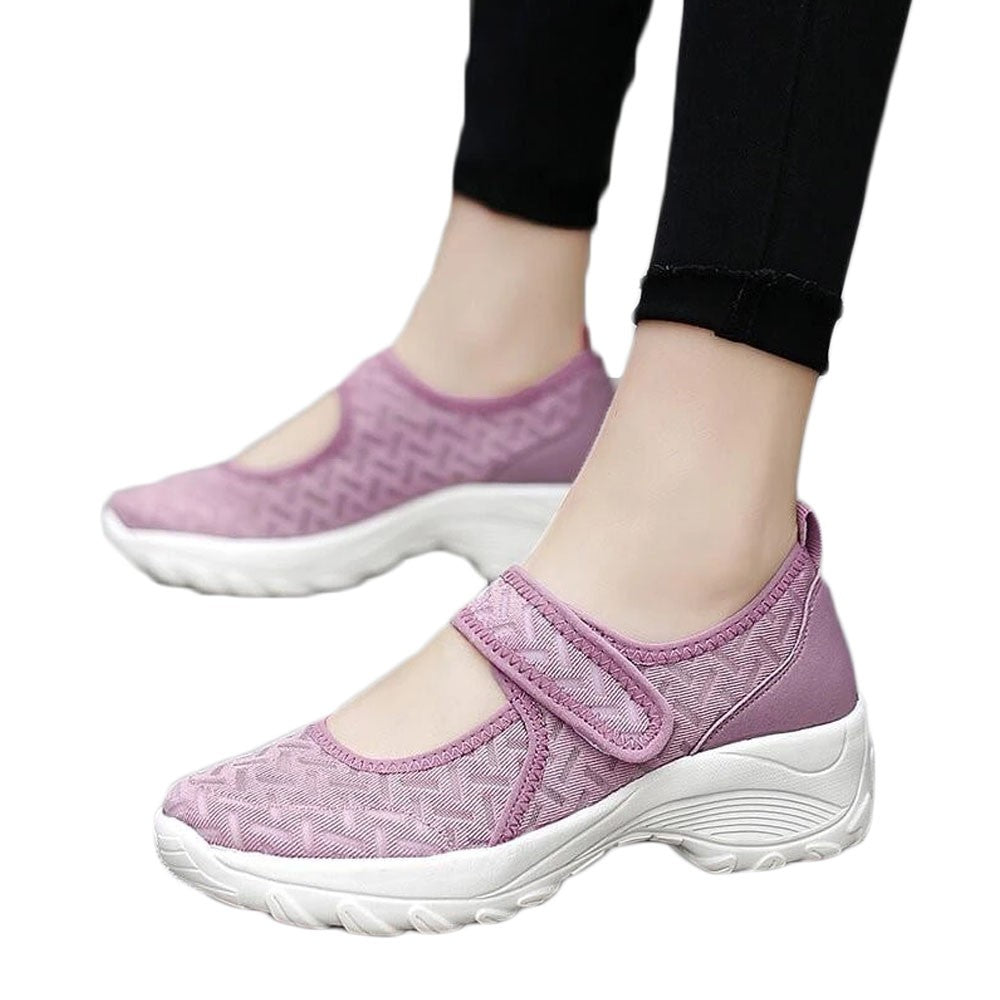 Women Summer Breathable Mesh Light Shoes Wedge Platform Walking Shoes Purple