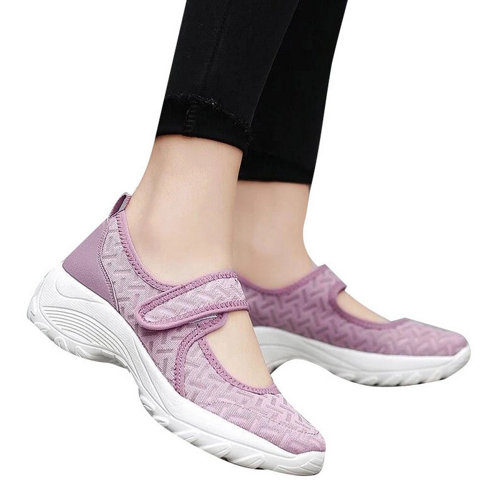 Women Summer Breathable Mesh Light Shoes Wedge Platform Walking Shoes Purple