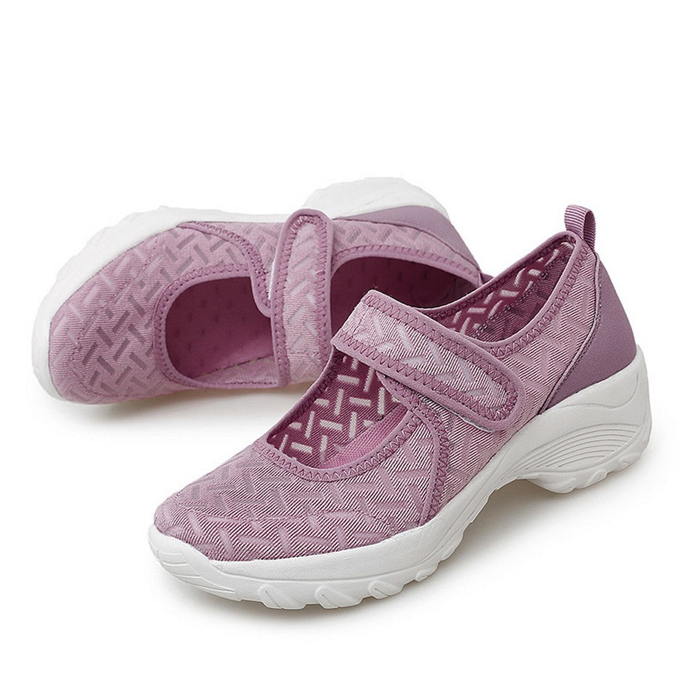 Women Summer Breathable Mesh Light Shoes Wedge Platform Walking Shoes Purple