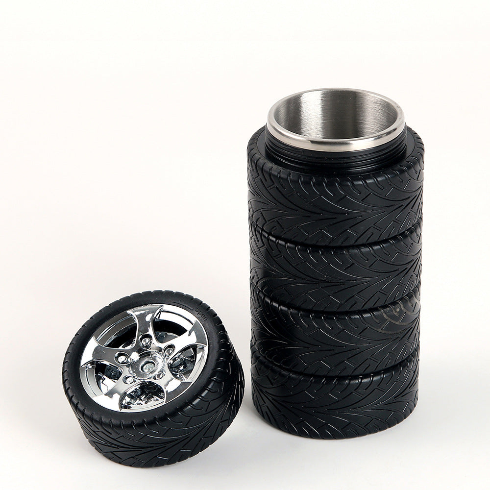 2 Pack 300ML Tyre Cup Coffee Mug Stainless Steel Tire Interior Durable Drinking Bottle for Car Lover