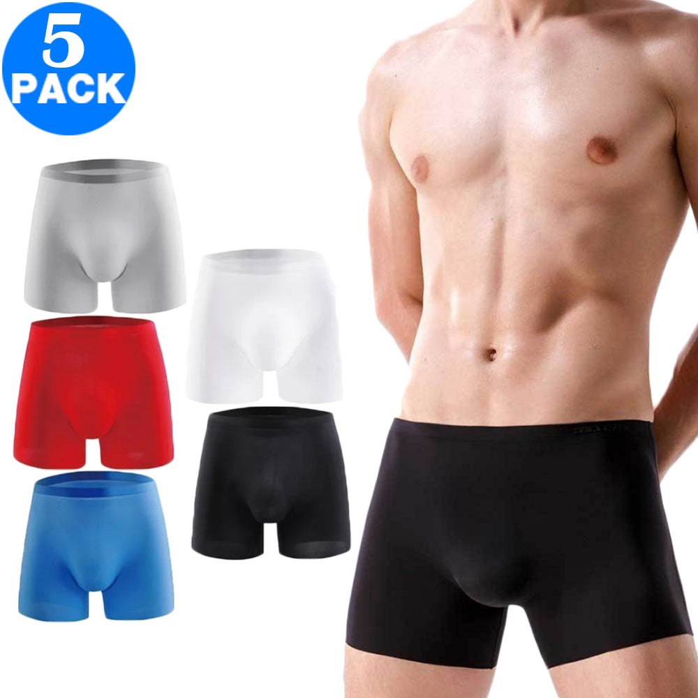 5 Pack Men Summer Breathable See Through Underwear Traceless Boxer Briefs Same Colours