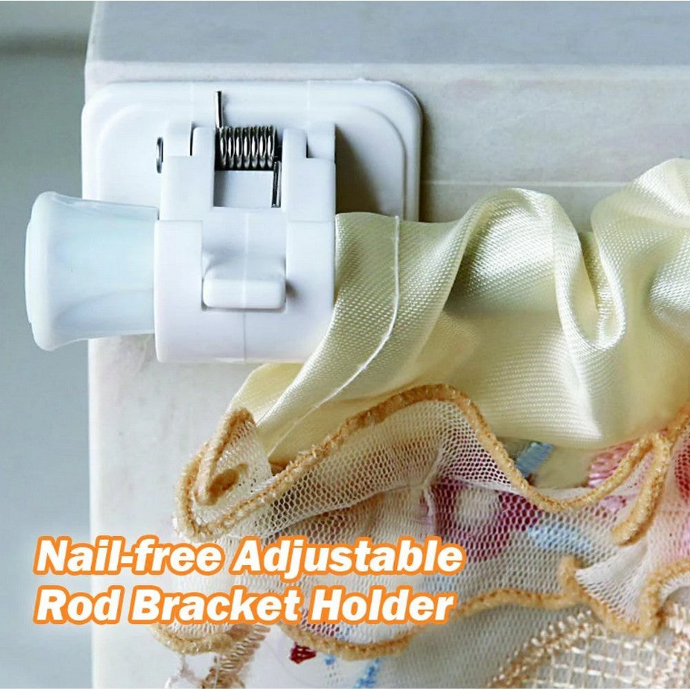 4 Pairs of Self Adhesive Nail Free Adjustable Rod Bracket Holders