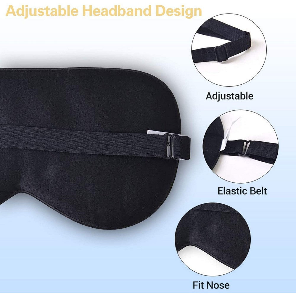 2 Pack Adjustable Super Smooth Blindfold Silk Sleep Eye Mask with Bag Black and Navy