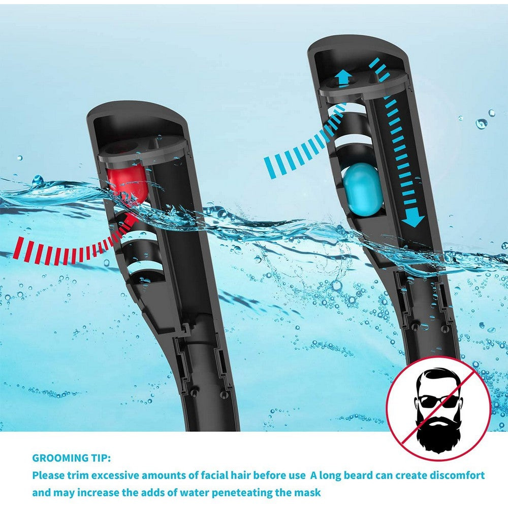 K3 Summer Snorkeling Mask Diving Mask Snorkel Mask with Dual Free Breathing System for Adults Black