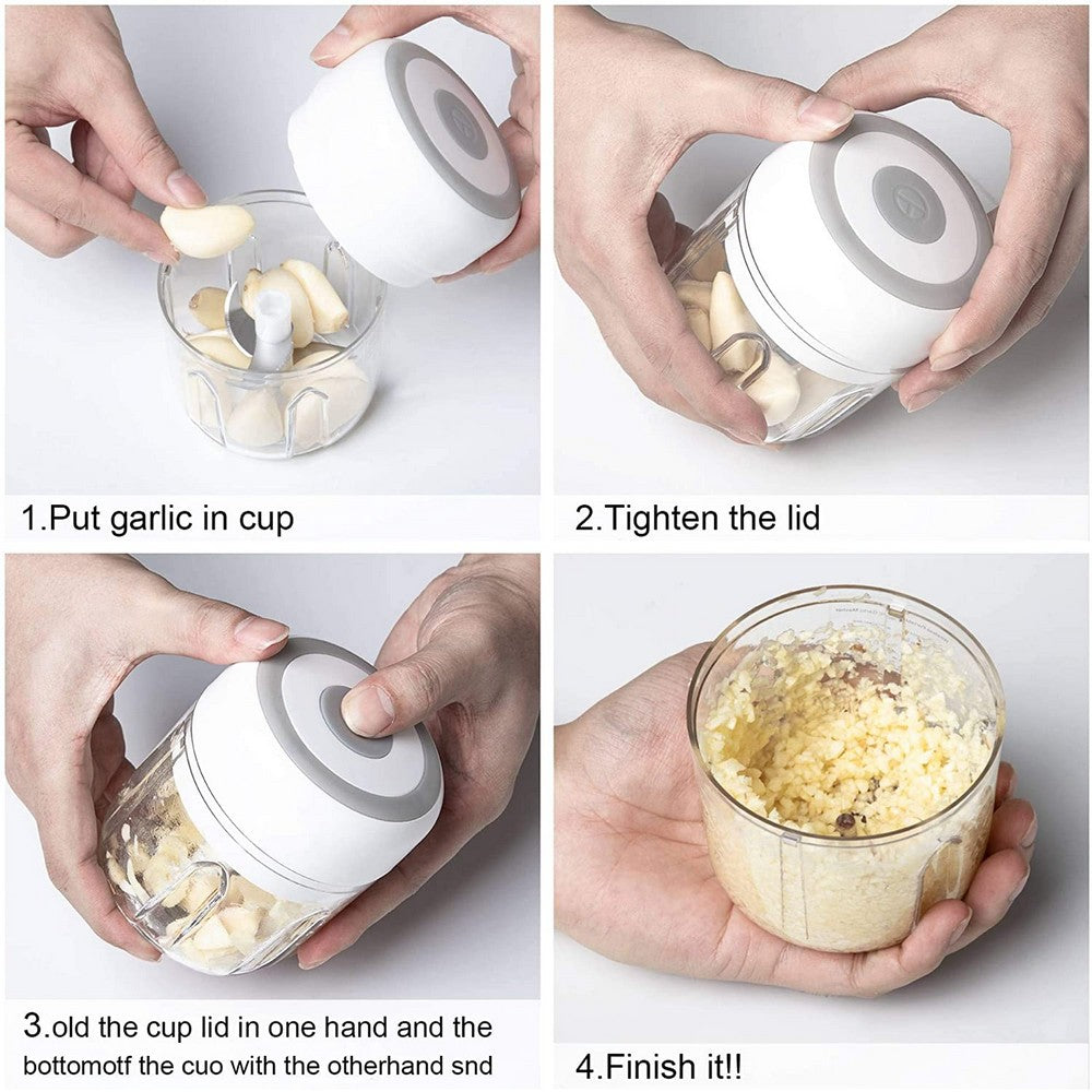 5 Pieces Electric Rechargeable Mini Garlic Chopper Kitchen Meat Chopper Food Blender