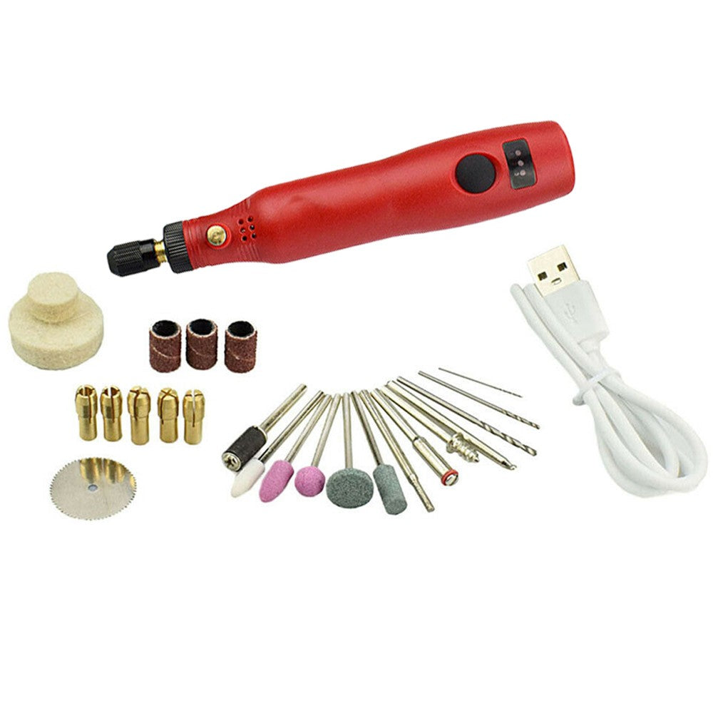 27 Pieces Mini Cordless Electric Rotary Tool Set Grinder Sander Wood Polishing Drill Pen Kit