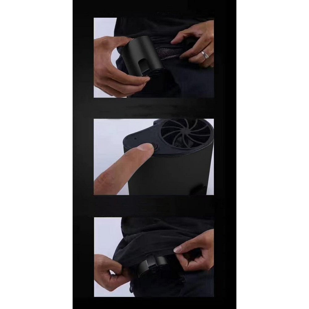 2 Pack Mini Portable USB Rechargeable Fan Waist Fan Can be Worn on the Waist Black