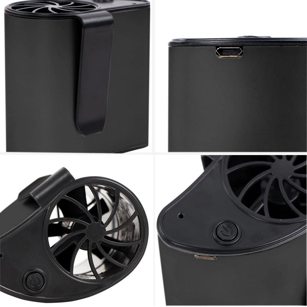 2 Pack Mini Portable USB Rechargeable Fan Waist Fan Can be Worn on the Waist Black