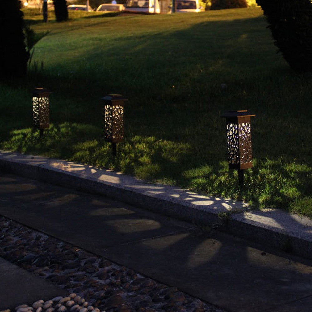 4 X Solar Powered LED Light Path Lighting Landscape Light Lawn Stake Light Garden Decoration Hollow Lamp