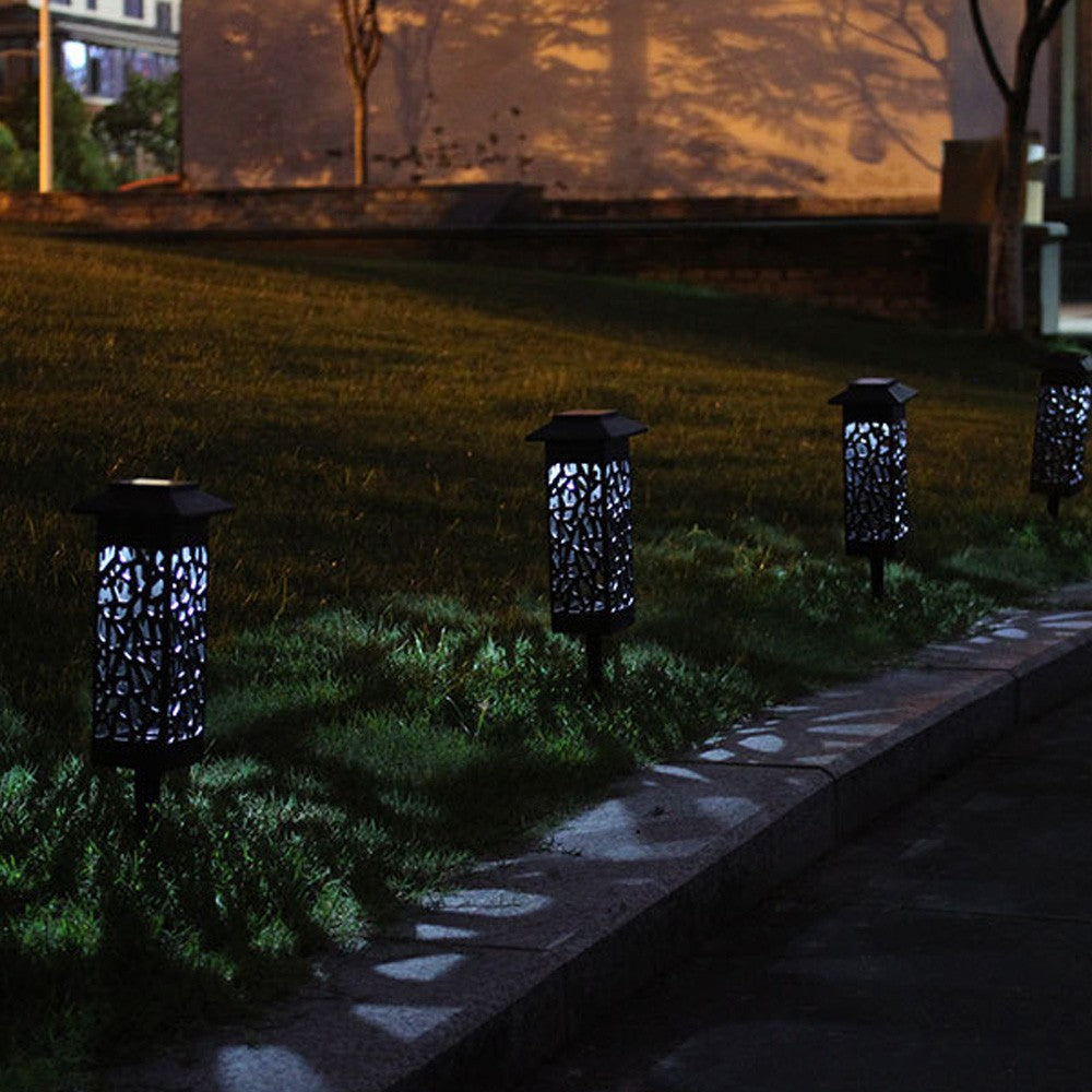 4 X Solar Powered LED Light Path Lighting Landscape Light Lawn Stake Light Garden Decoration Hollow Lamp