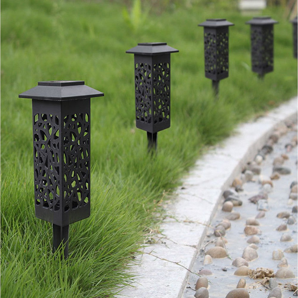 4 X Solar Powered LED Light Path Lighting Landscape Light Lawn Stake Light Garden Decoration Hollow Lamp