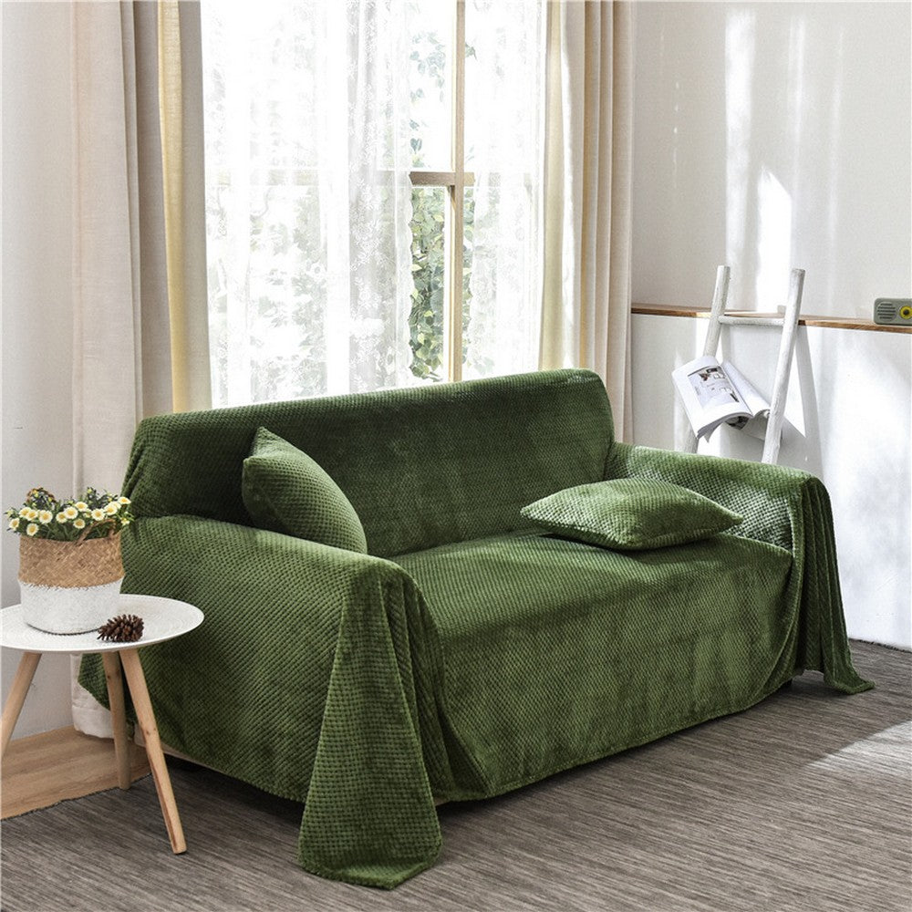 Flannel Fleece Blanket Super Soft Cozy Bed Blanket Sofa Throw Blanket WITHOUT Pillow Case Army Green