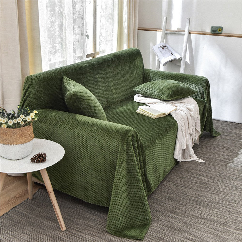 Flannel Fleece Blanket Super Soft Cozy Bed Blanket Sofa Throw Blanket WITHOUT Pillow Case Army Green