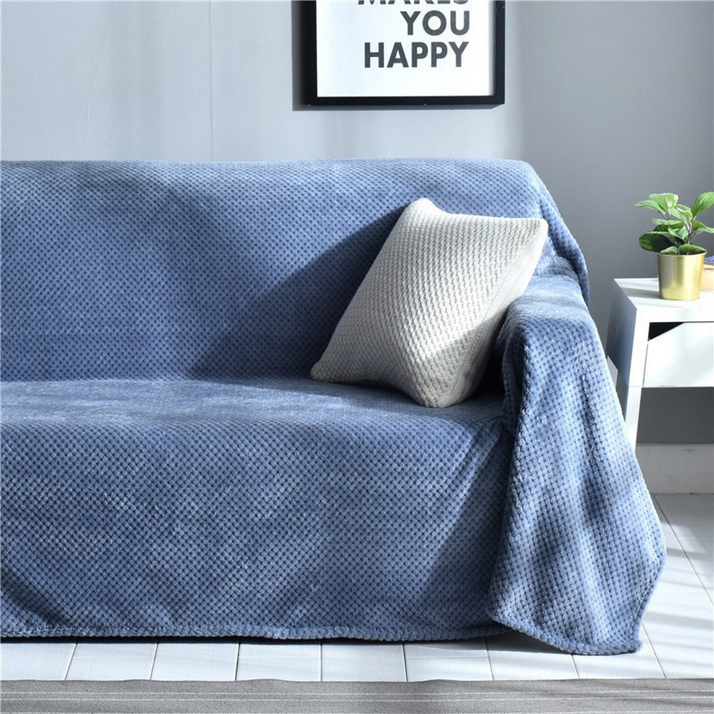 Flannel Fleece Blanket Super Soft Cozy Bed Blanket Sofa Throw Blanket WITHOUT Pillow Case Blue