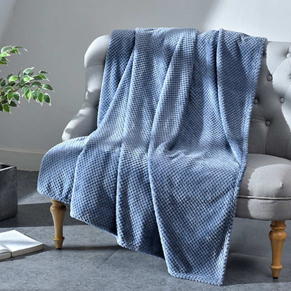 Flannel Fleece Blanket Super Soft Cozy Bed Blanket Sofa Throw Blanket WITHOUT Pillow Case Blue