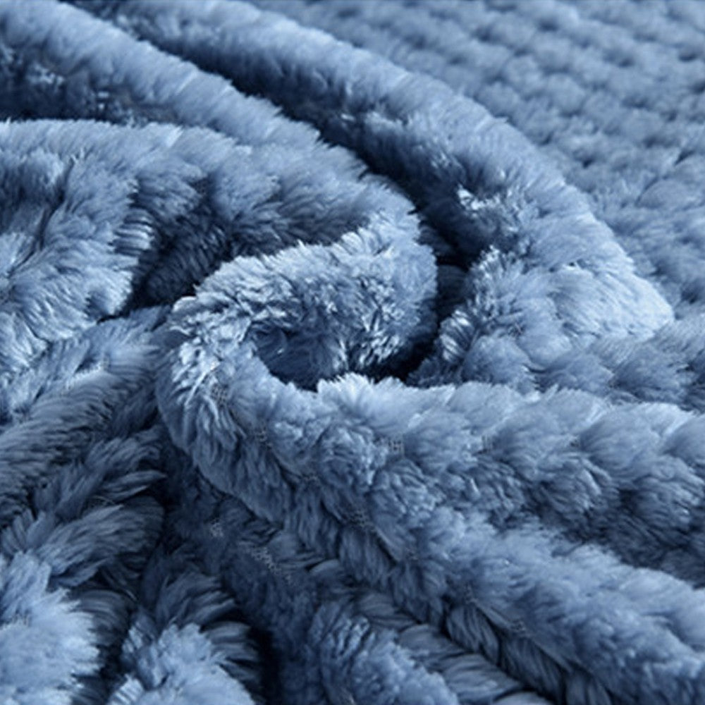 Flannel Fleece Blanket Super Soft Cozy Bed Blanket Sofa Throw Blanket WITHOUT Pillow Case Blue