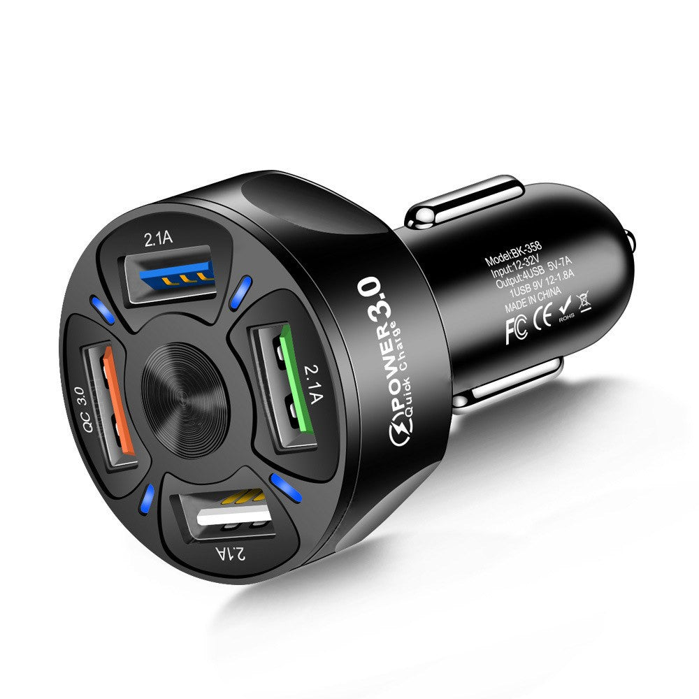 4 X Same Colour 4 In 1 4 USB QC 3.0 Fast Charging Car Charger Adapter Car Accessories with LED Lights