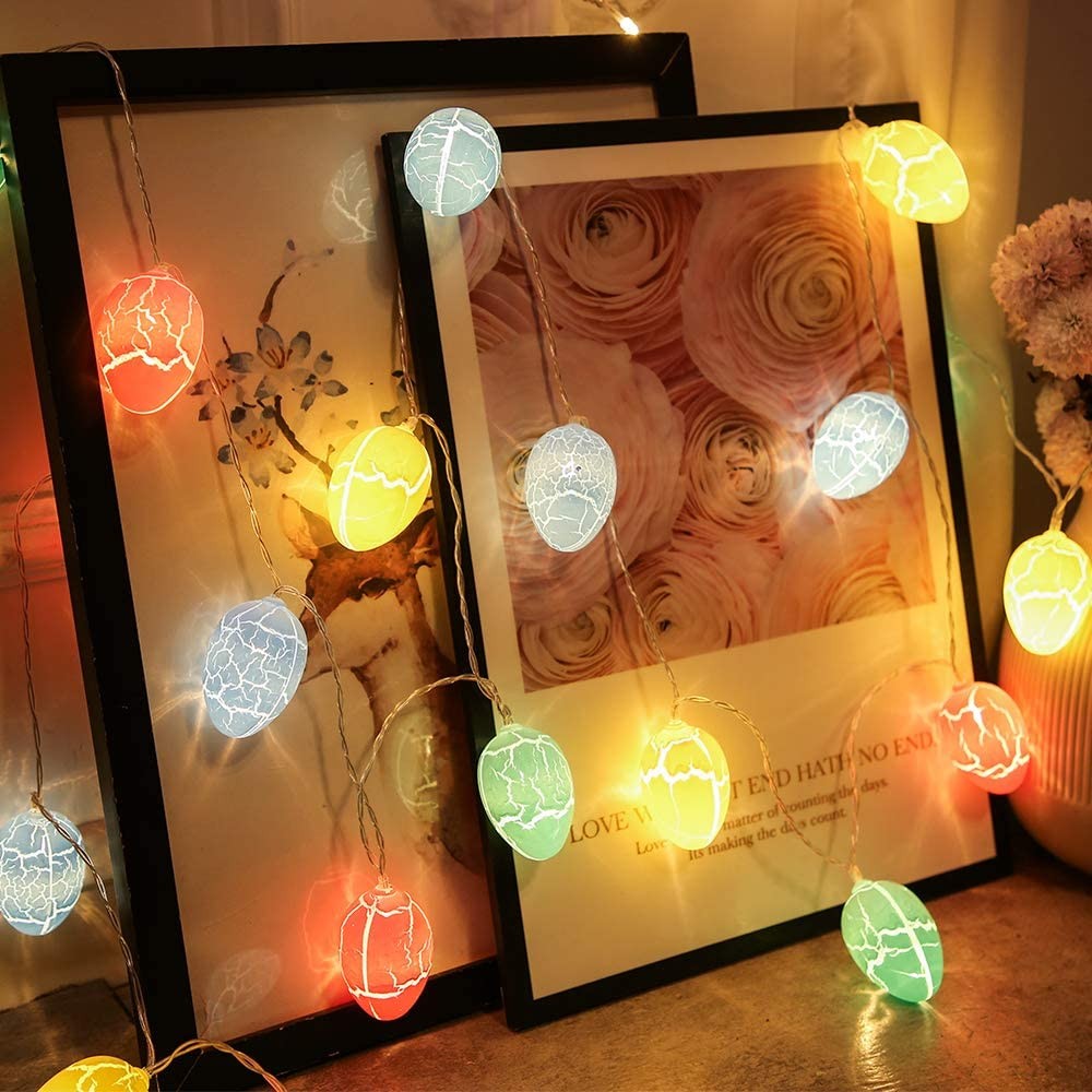 4 Pack 2 Modes 20LED Easter Decoration Lights Battery Operated Egg String Lights Home Fairy Lights Festival Party Lamps