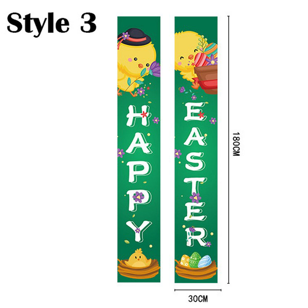 2 Pairs of Happy Easter Banner Easter Porch Sign Door Decoration Easter Decoration Style 3 Style 4