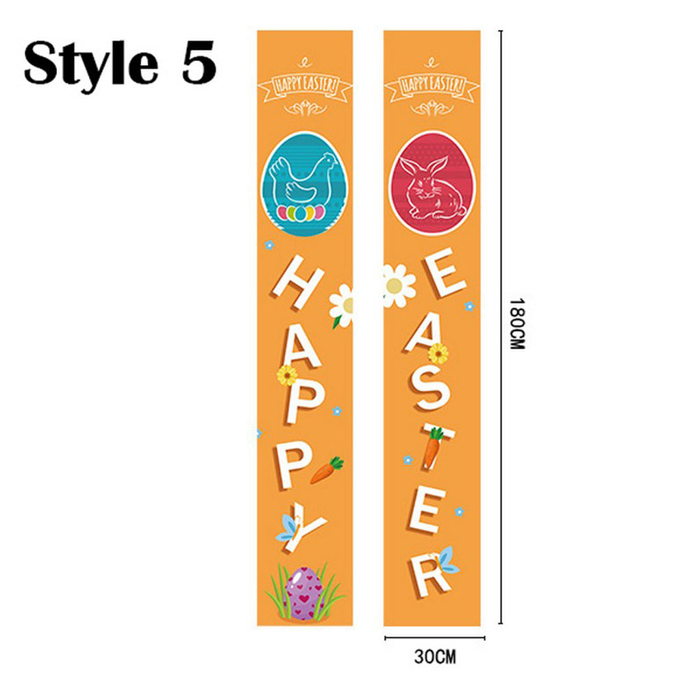 2 Pairs of Happy Easter Banner Easter Porch Sign Door Decoration Easter Decoration Style 1 Style 5