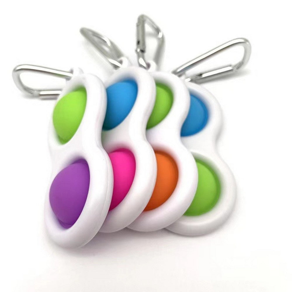 4 X Simple Dimple Fidget Keychain Pressure Reliever Push Pop Pop Bubble Stress Relief Toy for Kids and Adults Random Colour
