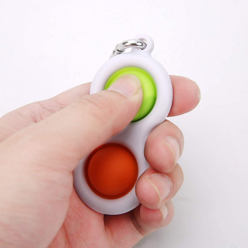 4 X Simple Dimple Fidget Keychain Pressure Reliever Push Pop Pop Bubble Stress Relief Toy for Kids and Adults Random Colour