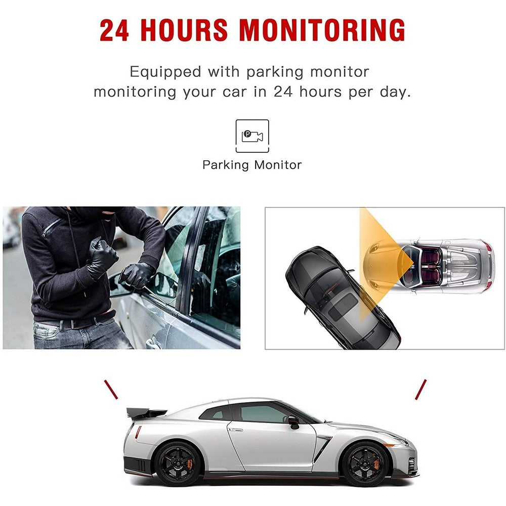 Full HD 1080P Car Rearview Anti Glare Blue Mirror Dash Cam Dual Lens Car Camera NOT Touchscreen with Night Vision Loop Recording WITHOUT SD CARD
