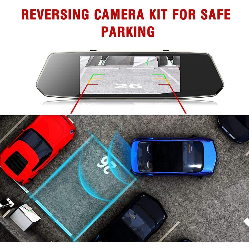 Full HD 1080P Car Rearview Anti Glare Blue Mirror Dash Cam Dual Lens Car Camera NOT Touchscreen with Night Vision Loop Recording WITHOUT SD CARD