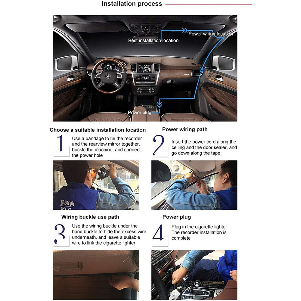 Full HD 1080P Car Rearview Anti Glare Blue Mirror Dash Cam Dual Lens Car Camera NOT Touchscreen with Night Vision Loop Recording WITHOUT SD CARD
