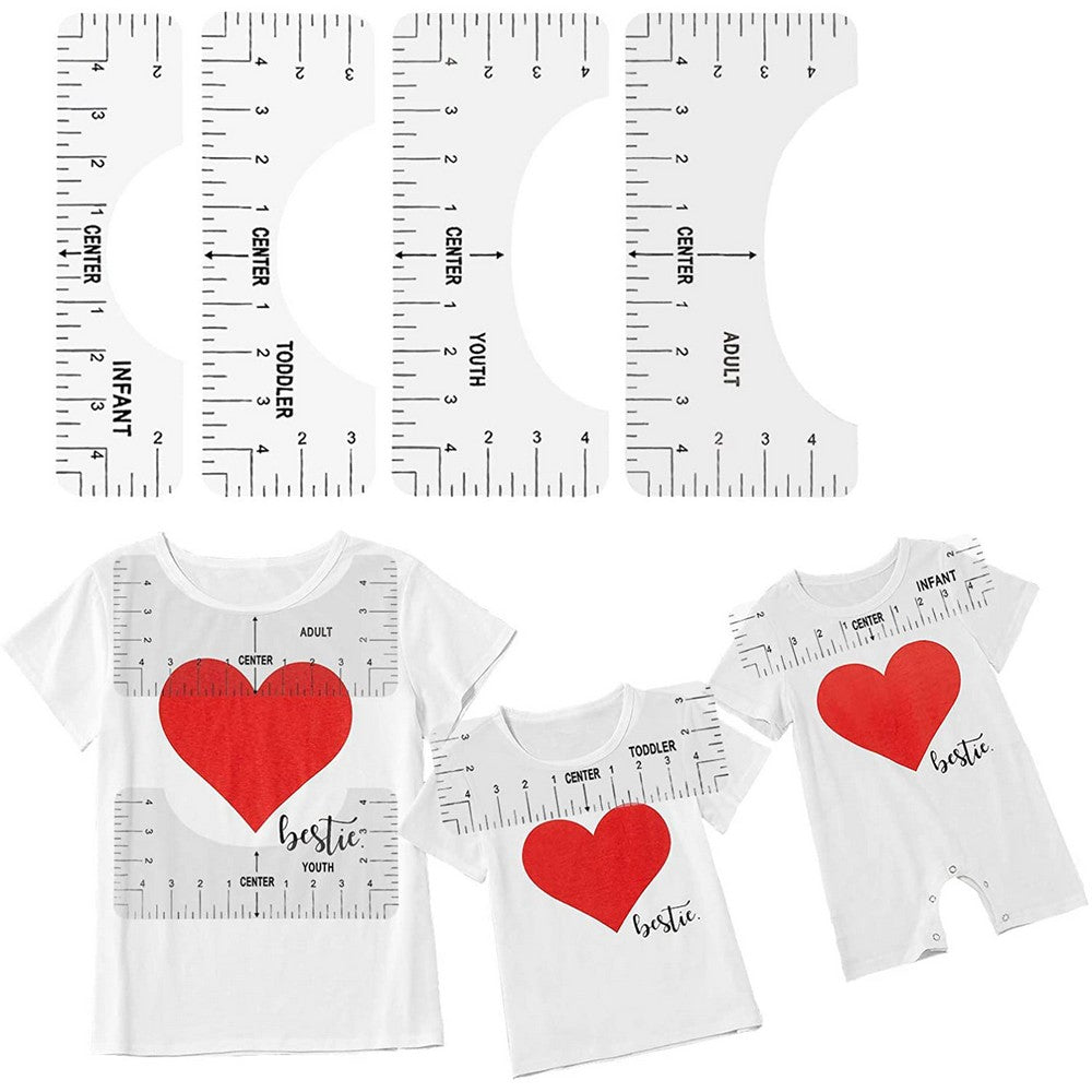 2 X 4Pcs T Shirt Alignment Rulers Guide DIY Craft Tools Kit T Shirt Centering Tools Set Adult Youth Toddler Infant