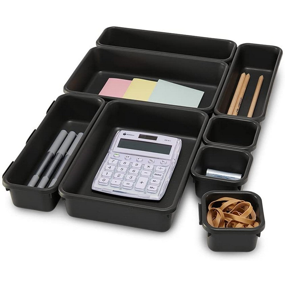 2 X 8PCS Desk Drawer Organisers Makeup Storage Boxes Set for Office Customizable Bathroom Home Kitchen