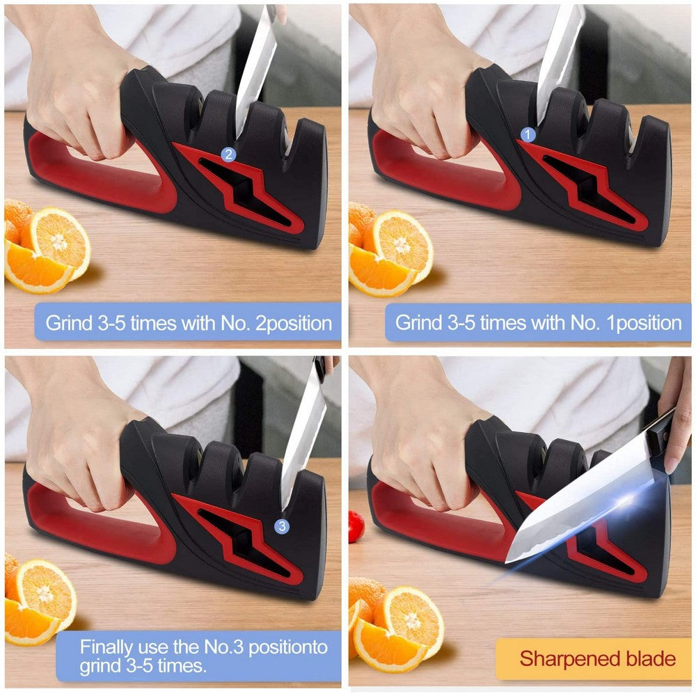 2 X 4 In 1 Kitchen Knife and Scissor Sharpener Blade Sharpening Tool Tungsten Steel Ceramic Scissor Sharpener