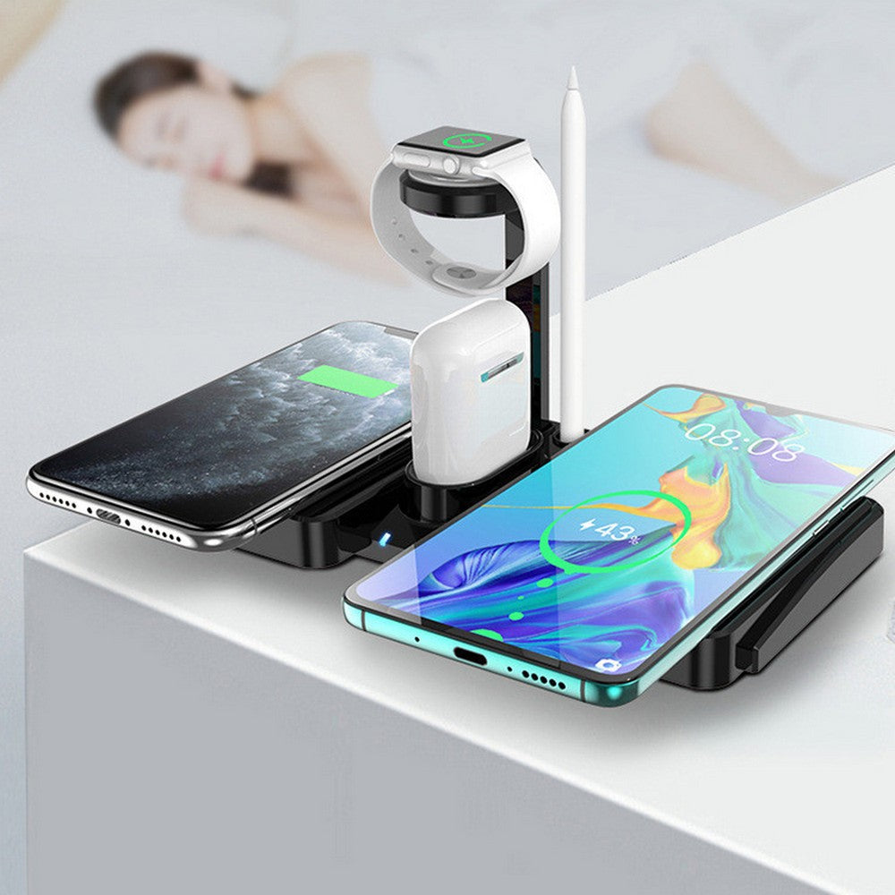 4 In 1 Wireless Charging Stand Wireless Charger Dock for iPhone Android Apple Watch AirPods