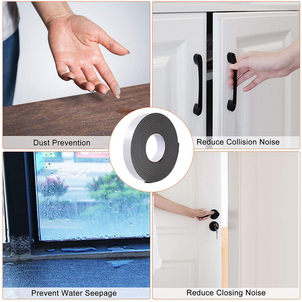 2 Rolls 5M Weather Stripping Sponge Foam Strip Tapes Draught Excluder Door Window Seal Rolls Grey