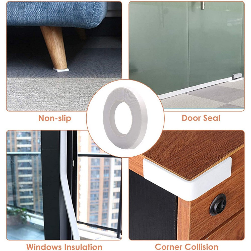 4 Rolls 5M Weather Stripping Sponge Foam Strip Tapes Draught Excluder Door Window Seal Rolls White