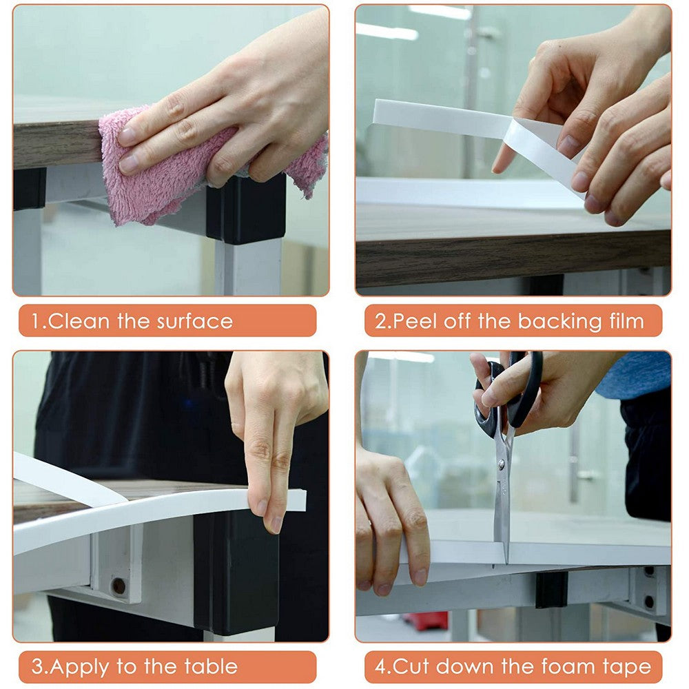 4 Rolls 5M Weather Stripping Sponge Foam Strip Tapes Draught Excluder Door Window Seal Rolls White