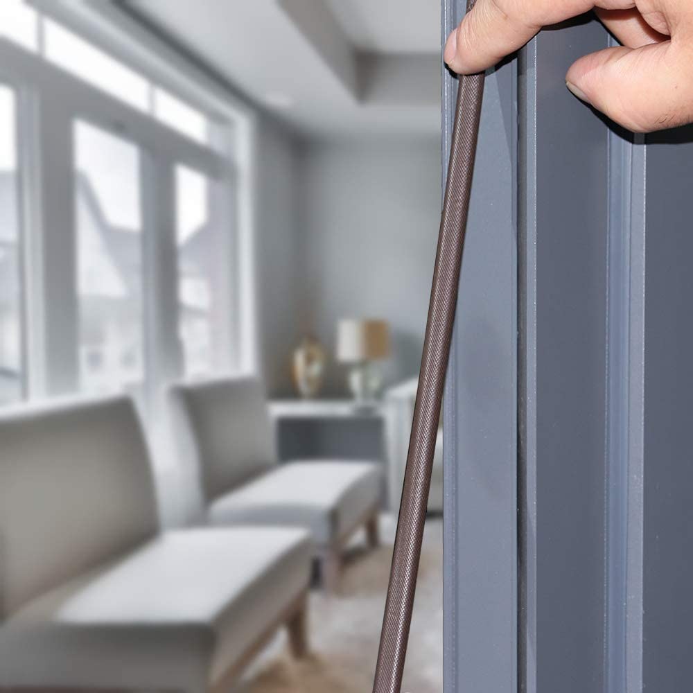 2 Rolls 5M D Type Door Weather Stripping Window Seal Strips Self Adhisive Gap Blockers Brown