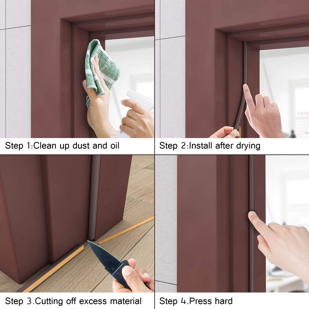 2 Rolls 5M D Type Door Weather Stripping Window Seal Strips Self Adhisive Gap Blockers Brown