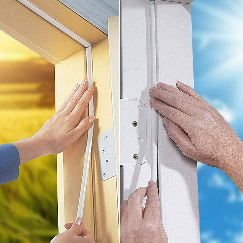 4 Rolls 5M D Type Door Weather Stripping Window Seal Strips Self Adhisive Gap Blockers White
