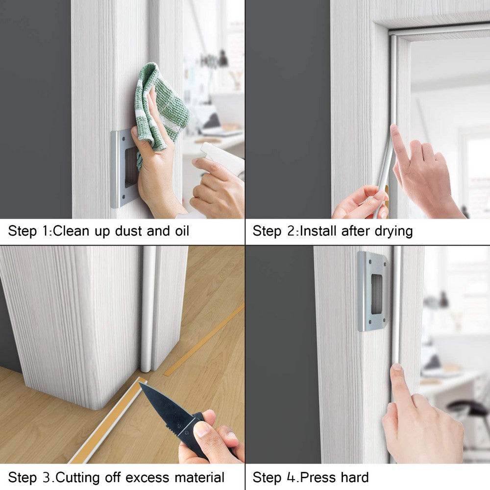 4 Rolls 5M D Type Door Weather Stripping Window Seal Strips Self Adhisive Gap Blockers White