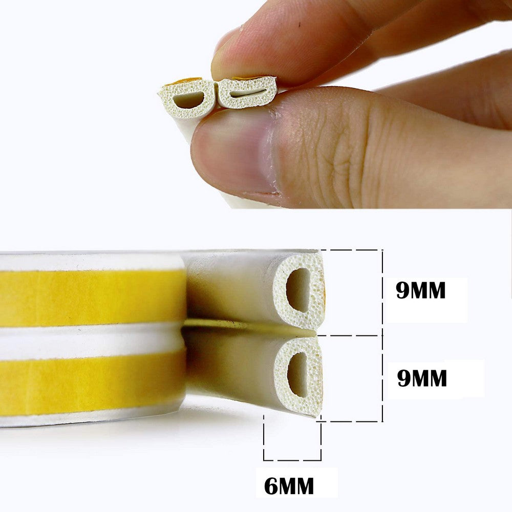 4 Rolls 5M D Type Door Weather Stripping Window Seal Strips Self Adhisive Gap Blockers White