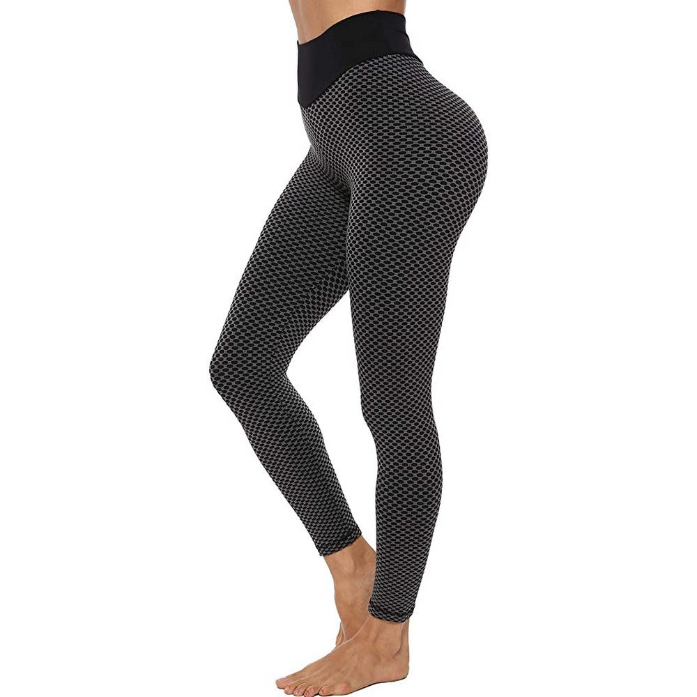 Women High Waisted Leggings Butt Lift Yoga Sport Pants Black and Grey AU 6