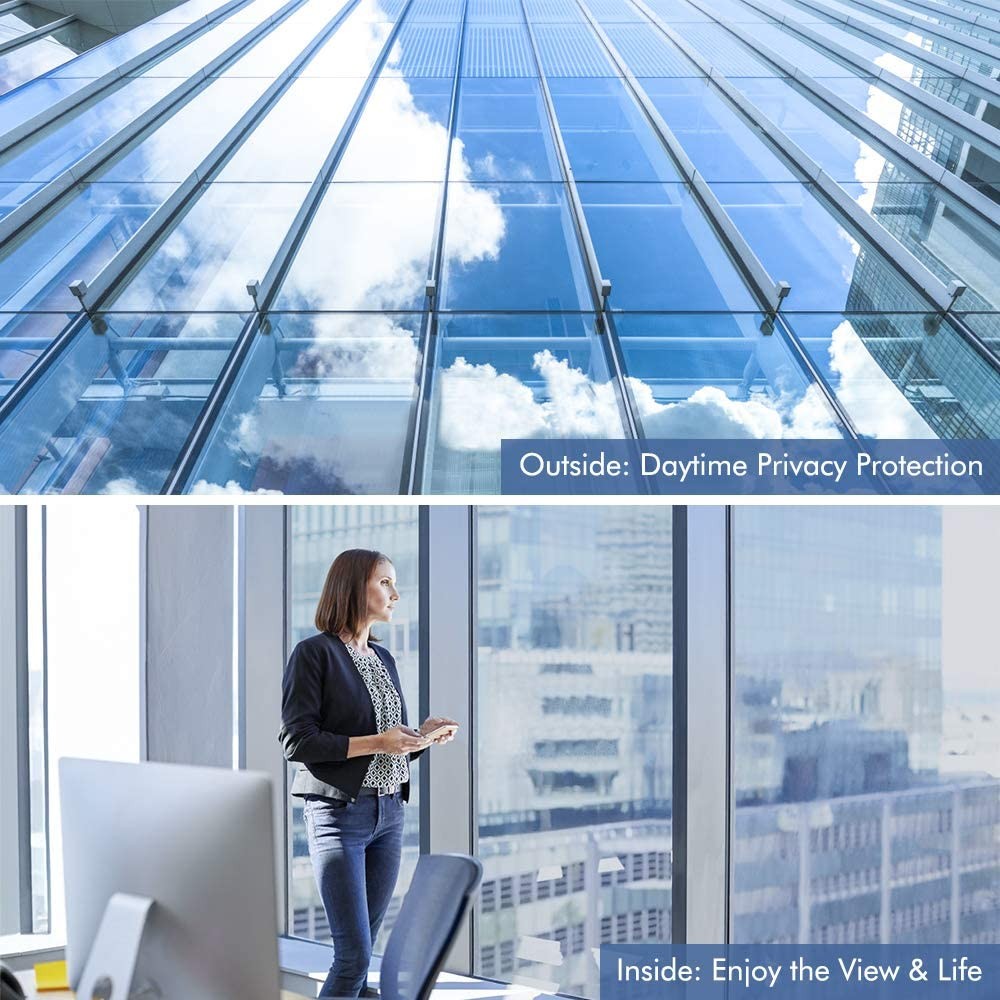 1 X 5M One Way Window Film Mirror Effect Tint Glass Cover Daytime Privacy Protecting Film Silver