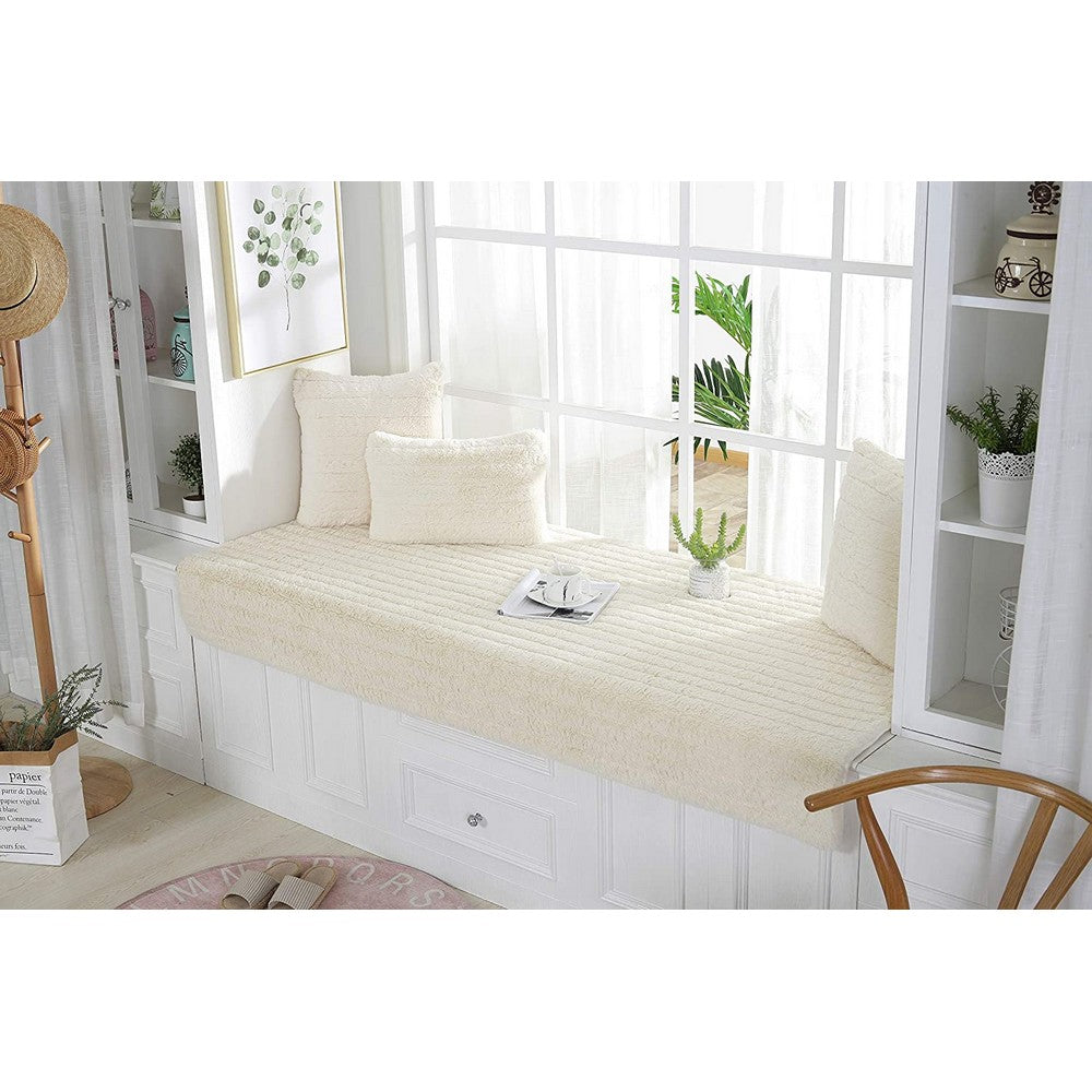 70x150CM Plush Bay Window Seat Cover Windowsill Balcony Area Seat Pad Window Bench Couch Covers Sofa Mat Beige WITHOUT PILLOWCASE