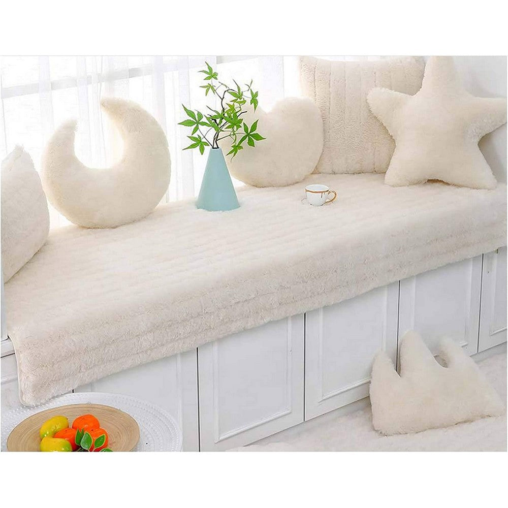 70x150CM Plush Bay Window Seat Cover Windowsill Balcony Area Seat Pad Window Bench Couch Covers Sofa Mat Beige WITHOUT PILLOWCASE