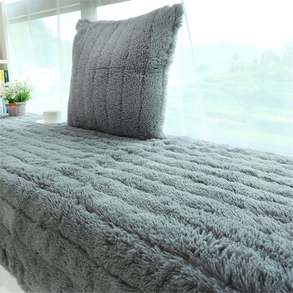 70x180CM Plush Bay Window Seat Cover Windowsill Balcony Area Seat Pad Window Bench Couch Covers Sofa Mat Grey WITHOUT PILLOWCASE