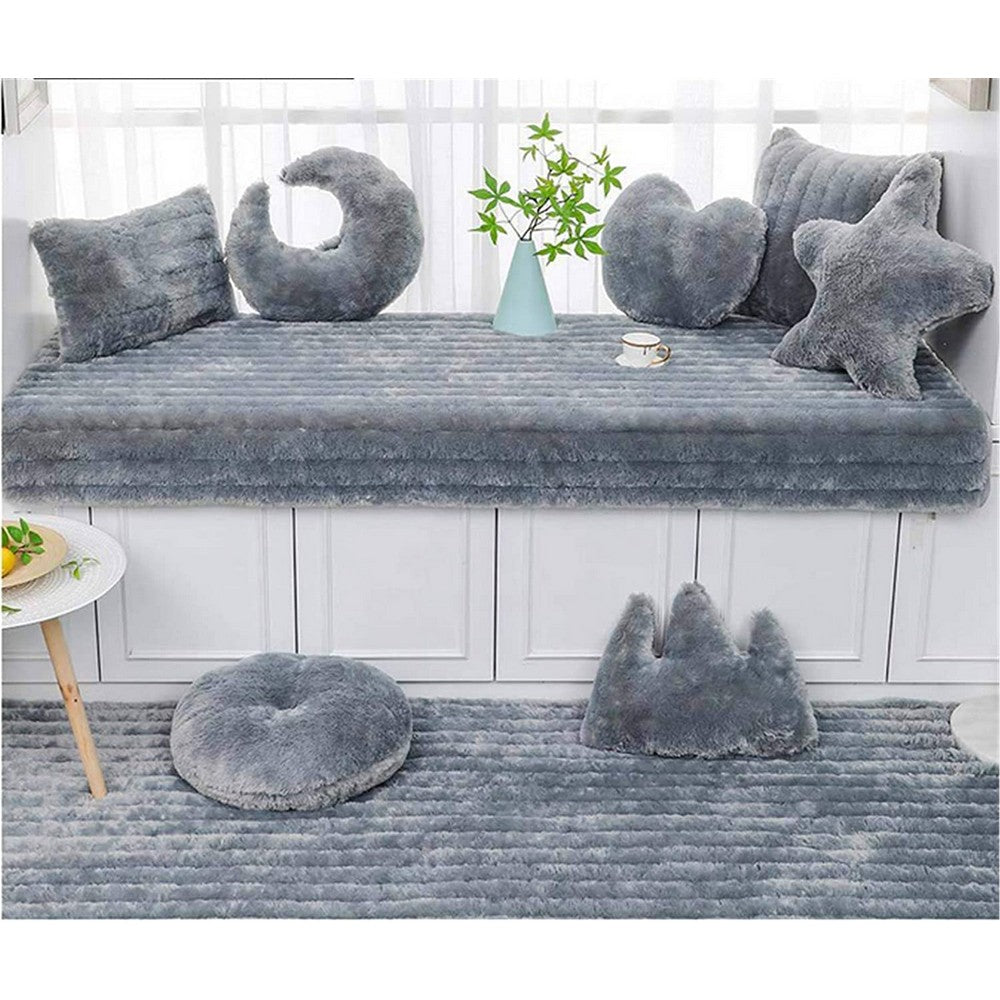 70x180CM Plush Bay Window Seat Cover Windowsill Balcony Area Seat Pad Window Bench Couch Covers Sofa Mat Grey WITHOUT PILLOWCASE