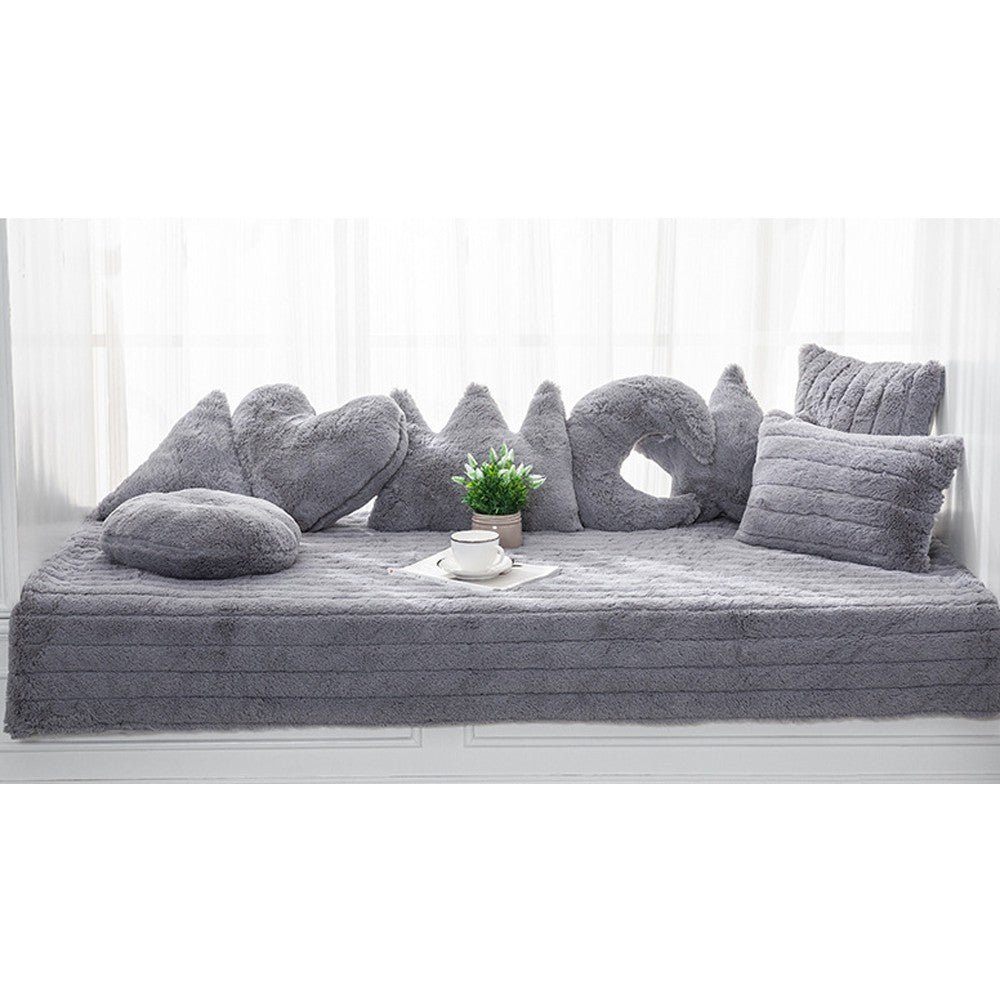 70x180CM Plush Bay Window Seat Cover Windowsill Balcony Area Seat Pad Window Bench Couch Covers Sofa Mat Grey WITHOUT PILLOWCASE