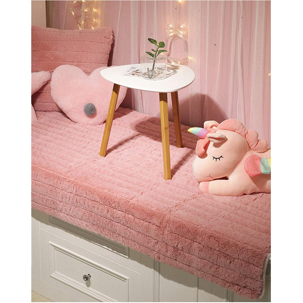 70x90CM Plush Bay Window Seat Cover Windowsill Balcony Area Seat Pad Window Bench Couch Covers Sofa Mat Pink WITHOUT PILLOWCASE