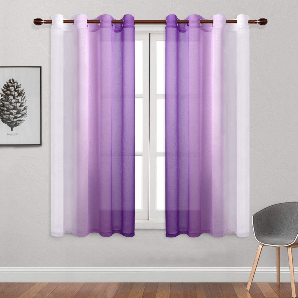1.32x1.83M Set of 2 Drape Panels Light Filtering Semi Sheer Grommet Curtains Grommet Top Curtains Home Decorations for Bedroom Living Room Purple